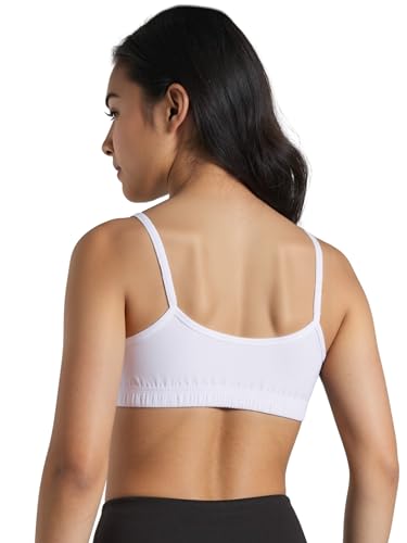 Image of DChica Cotton Uniform Beginners Bra for Girls, Non-Padded Full Coverage Seamless Non-Wired Gym Workout Bra with Adjustable Thin Strap, Slip-on Training Bra for Teenager