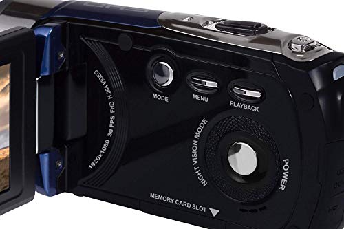Minolta 1080P Full Hd 3"" Touchscreen Camcorder With Nightvision & 16Gb Sd Card, Mn80Nv-Bl, Blue #TOP4