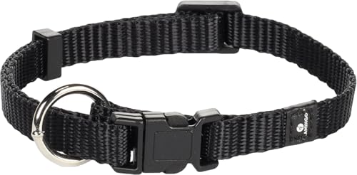 Flamingo Halsband Ziggi Schwarz – XS | 20-35 cm x 10 mm x 2 mm, Verstellbar, Mit Zugentlastung, Langlebig und Designvoll – Perfekt für Kleine Hunde!