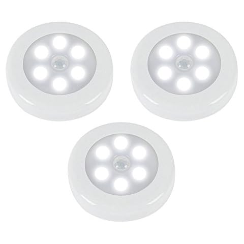 ZEEFO Motion Sensor Lights, Battery-Powered LED Night Lights, Stick-Anywhere Closet Lights Stair Lights, Wall Lights for Hallway, Bathroom, Bedroom, Kitchen etc. (White - Pack of 3) Cover