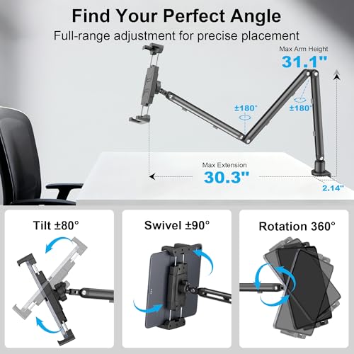 Image of Portable Monitor Stand 15.6 inch, Heavy Duty Tablet Arm Mount with Desk Clamp