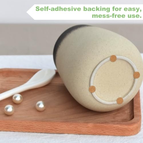 BENECREAT 1400 Stück 10x1.5mm Selbstklebende Korkkreise, Flache Runde Selbstklebende Korkmatte Mit Runden Punkten Für Schränke, Tischartikel, Kratzen, Möbel, Elektronik