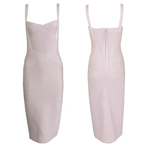 Image of Midi-Calf Solid Color Spaghetti Strap Rayon Bandage Dress