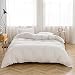 FACE TWO FACE 3-Piece Duvet Cover Set,100% Washed Cotton Duvet Cover,Ultra Soft and Easy Care,Simple Style Bedding Set (Queen, White)