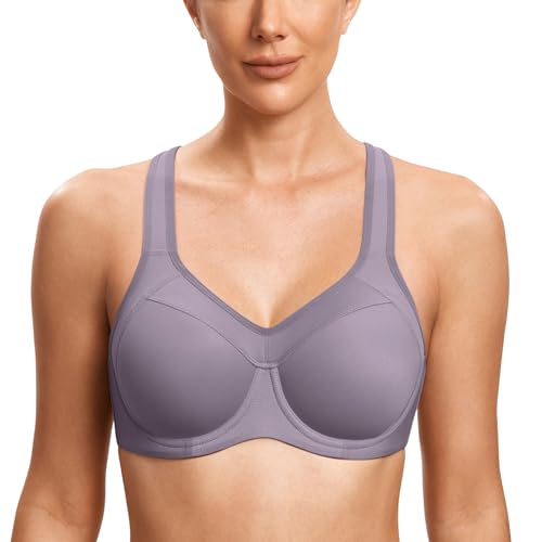 Image of SYROKAN Women's Full Support High Impact Racerback Lightly Lined Underwire Sports Bra