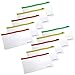 BCP 10pcs Clear Color PVC Plastic Soft Zipper Invoice Bill Bag, Pencil Pouch Pen Bag, 7-1/2 x 4inches- Zipper Random Color
