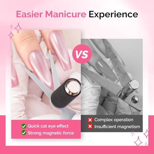 Image of MelodySusie Cat Eye Gel Nail Polish Magnet Set, 2 in 1 Scissor-shaped Nail Magnet Tool,French Effect Cat Eye Magnet, Nail Design Tools for Salon and DIY at Home