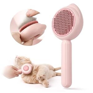 Cat Brush for Grooming, Baytion Cat Brush Self Cleaning with Release Button for Short or Long Haired Cats Kitten, Cat Grooming Hair Brush Comb Massage to Remove Loose Fur, Tangles & Dirt