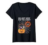 Photo Gallery donna sono solo qui per il candy funny halloween maglietta con collo a v Photo Gallery donna sono solo qui per il candy funny halloween maglietta con collo a v