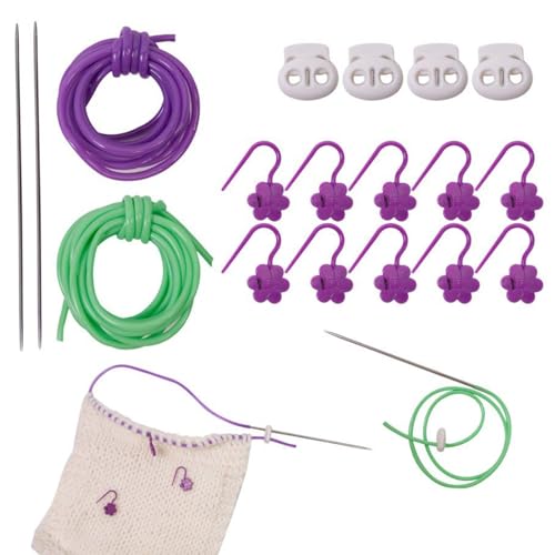 Protectores de punta de aguja de tejer | 4 tapas de aguja de tejer | 2 pines de metal, 10 marcadores, 2 tubos huecos, accesorios de ganchillo