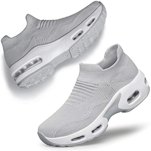 Image of DOUSSPRT Womens Walking Shoes Slip on Sock Sneakers Lady Girls Nurse Mesh Air Cushion Platform Loafers Fashion Casual