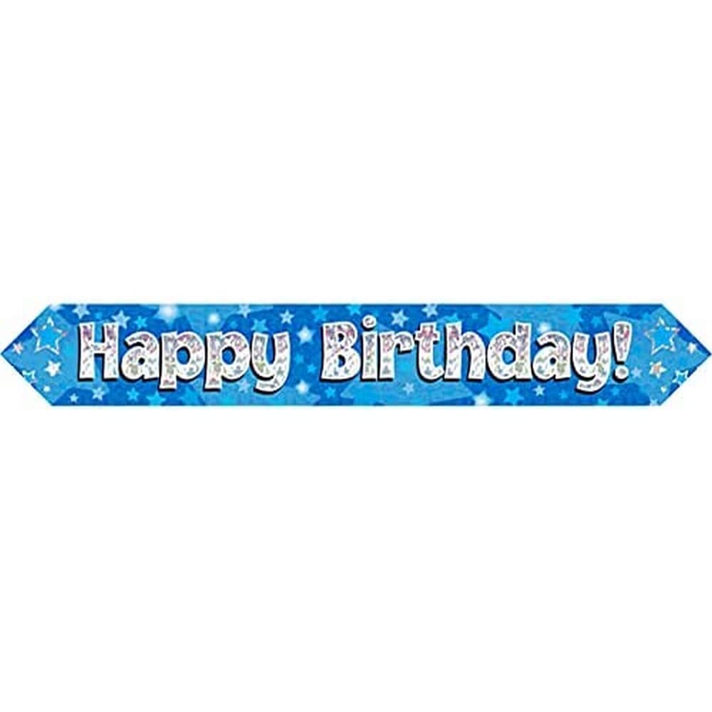 Procos Blue Holographic Happy Birthday Banner 9Ft