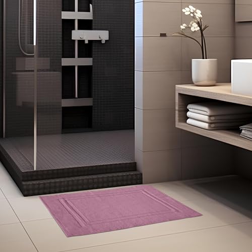 LE TEMPS D’UN BAIN Badematte, einfarbig, 750 g/m², 100% Baumwolle, 50 x 70 cm, Puderrosa
