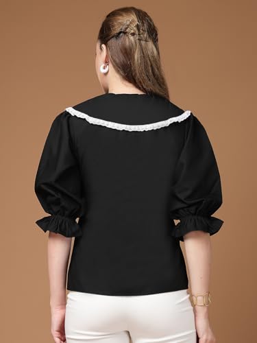 Image of Style Quotient Women Sky Blue Victorian Style Shirt