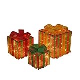 クリスマスギフトボックスライト クリスマスデコレーション クリスマスLEDイルミネーション クリスマスツリー 飾り セット LEDライト クリスマスツリー 飾り 装飾 写真小道具 15.5/20.5/25.5cm 3個セット 屋内屋外