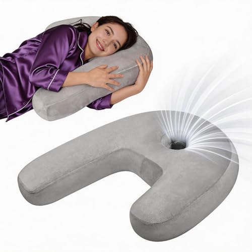 Nockovi J-Shaped Ear Piercing Pillow, 20x26 Inch, Side Sleeper Bed ...