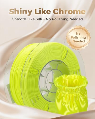 Image of VOXELAB Silk+ PLA Filament 1.75mm, Shiny Chrome-Like Finish with Enhanced Layer Adhesion, 1kg (2.2lbs) for Most FDM 3D Printers, Smooth & Flawless Printing(Yellow)