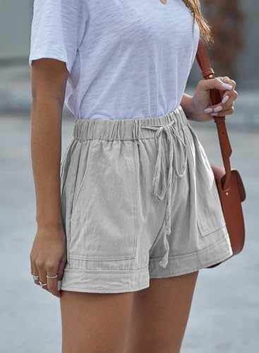 Image of YOCUR Womens Lightweight Shorts Casual Baggy Trendy Hot Pants Elastic Waist Drawstring Comfy Shorts