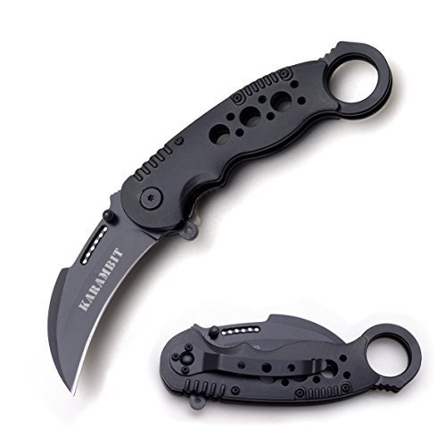 Snake Eye Tactical Heavy Duty Karambit Style Assisted Open Folding Pocket Knife Outdoors Hunting Camping Fishing (Black)