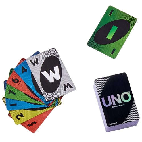 Mattel Games UNO Édition Platinum Jeu de Cartes pour soirées Jeux Entre Amis ou en Famille Voyages Camping et fêtes Cartes Premium de Collection HPY61 - vue 6