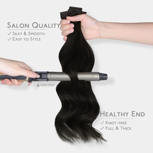 Image of WENNALIFE Invisi Edge Tape in Hair Extensions Human Hair,#1B,22 Inch | 22 Inch 50g 20pcs (Invisi Edge & Classic) Natural Black Invisi Remy Hair Natural Seamless Injected Tape Ins