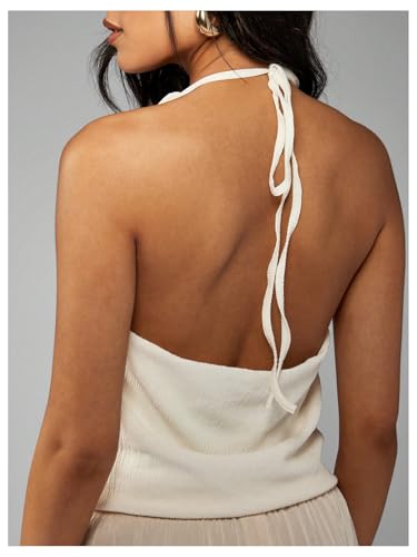 SOLY HUX Women's Deep V Cowl Neck Backless Halter Top Sexy Open Back Going Out Tops Party Clubwear2