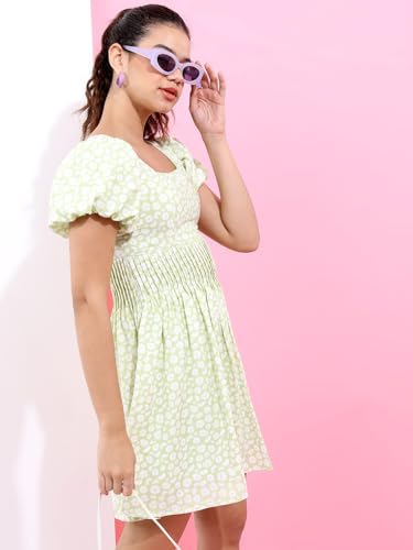 Image of Tokyo Talkies Women's Short Sleeves Square Neck Printed Dresses | Stylish Dresses | Casual Dresses