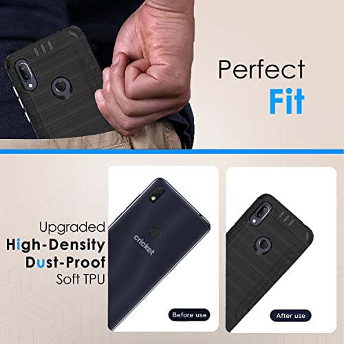 Hrwireless Compatible For At&T Calypso/Calypso 2/Cricket Vision 3/Cricket Debut Phone Case Metkase With Spring Technology For Shock Absorption, Accidental Drops, Scratches, Heavy Duty Hybrid Cover #TOP4