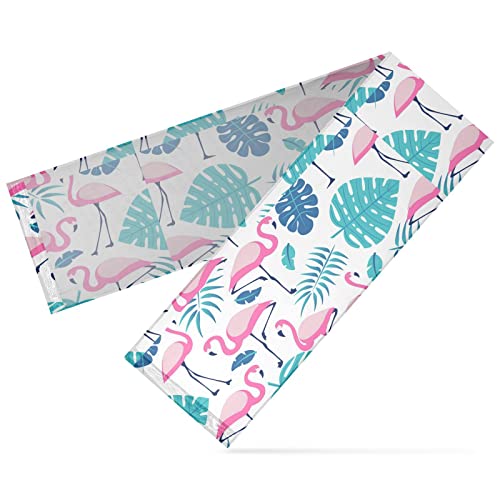 Flamingos Plants Chiffon Table Runner Rustic Sheer Table Decor Romantic Wedding Decorations Cake Table Runner For Cake Table Decor Tea Party, 108 Inches Long #TOP1