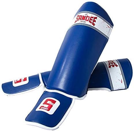 Sandee Adults Sport Muay Thai Shin Guards - Blue - Blue, L-XL