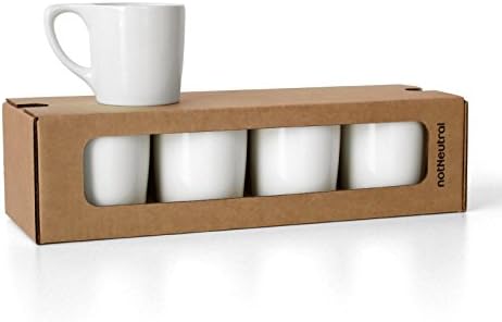 notNeutral Lino 10 oz Porcelain Coffee Cups | for Specialty Coffee Drinks, Latte, Cappuccino, Mocha and Tea | for Personal, Restaurant, Commercial Use | White Set of 4