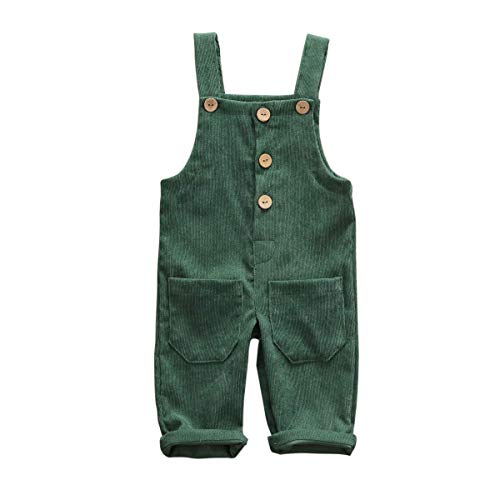 Baby Boy Girl Corduroy Overalls Solid Suspender Bib Pants One-Piece Strap Jumpsuit Pocket Fall Winter Outfit