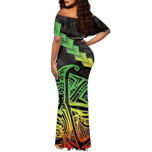 Image of Polynesian for Women S-7XL Off Shoulder Maxi Dress Hawaiian Summer Dresses