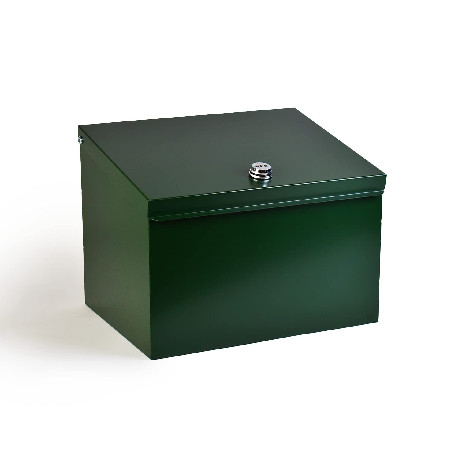 Indoor Outdoors Green Metal Parcel Delivery Box - Waterproof And Secure Container, Courier Package, Postbox, Drop Box Deliveries - British Steel (, With Lock)