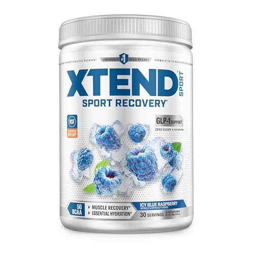 XTEND Sport BCAA Powder Blue Raspberry Ice - Electrolyte Powder for Recovery & Hydration with Amino Acids - 30 Servings