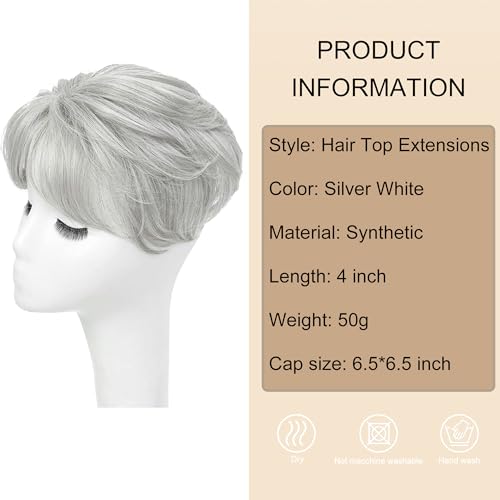 Image of PORSMEER Hair Toppers for Women Short Pixie Cut Pieces for Women with Thinning (Silver White)