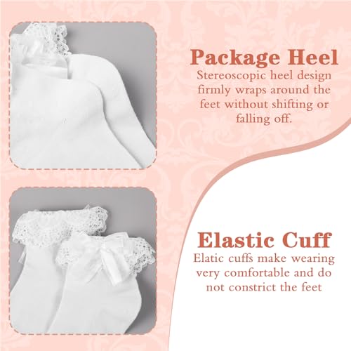 1 Pair Lace Ruffle Socks for Women Cool White Frilly Ankle Cute Lolita White Frilly Socks Vintage Style, Soft, Breathable for All Seasons4