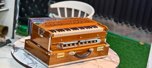 NamasteHimalayas Premium 2-Reed, 2.5 Octave Professional Harmonium Bass Male – Folding Type with Natural Wooden Glossy Finish With Soothing Sound