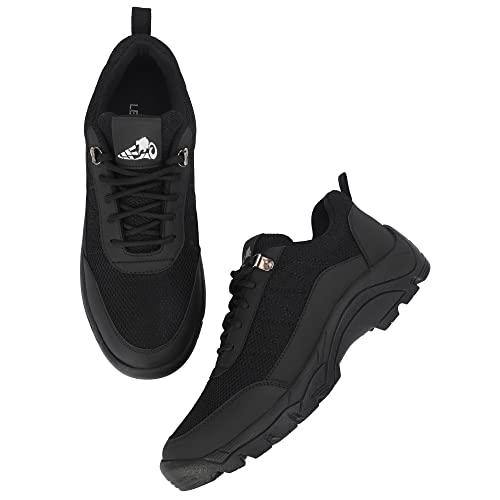 Image of Leo Men's Black Antiskid Outdoor Shoes for Trekking Hiking Running Shoes for Men