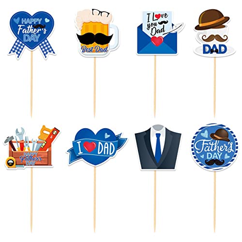 30Pcs Happy Father's Day Cupcake Toppers Dad Cupcake Picks Cake Decoration Father's Day Theme Party Supplies For Father's Day Party Cupcake Decorations #TOP1