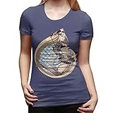 JuChui Women's Tees Tops Bishamonten Noragami Anime Printing Crewneck Tee T-Shirts - Navy