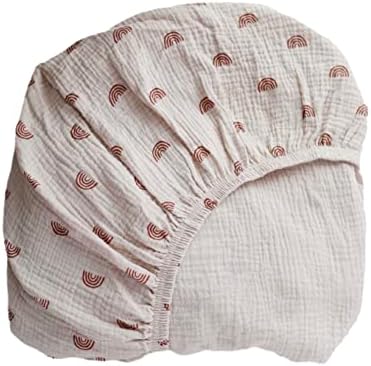 Marlowe & Co Cotton Muslin Crib Sheet, Fitted Crib Sheet for Baby Boy and Girl (Rainbow)