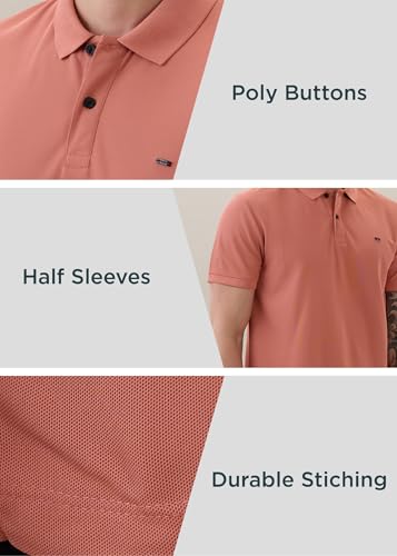 Image of Nostrum Cotton Half Sleeve T-Shirt for Men Boys, Regular Fit, Cherry, Stylish Mens T-Shirts, Polo T Shirt for Man, Collar T Shirts for Men