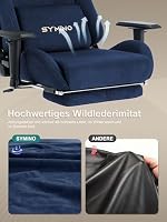 Symino Gaming Stuhl, Atmungsaktiver Bürostuhl aus Wildlederimitat Stoff – Ansicht 7