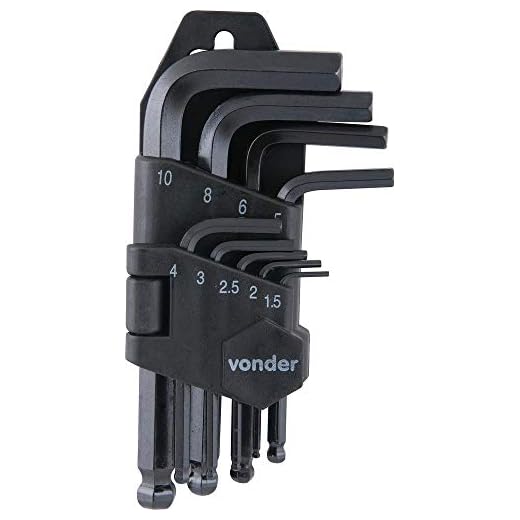 Jogo de Chaves Allen Ponta Abaulada de 1.5 mm a 10 mm com 9 Peças, Vonder VDO720