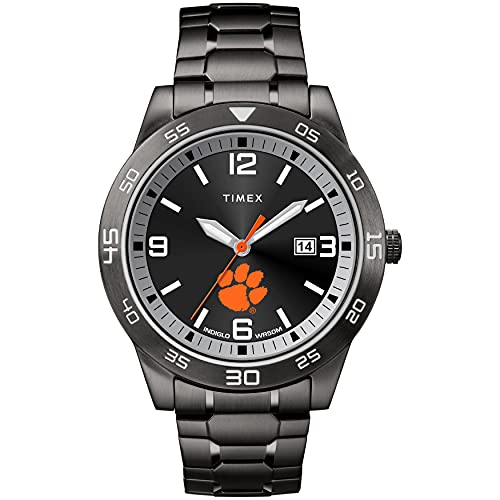 Timex Tribute Men's Collegiate Acclaim 42mm Watch – Clemson Tigers with Black Stainless Steel Expansion Band