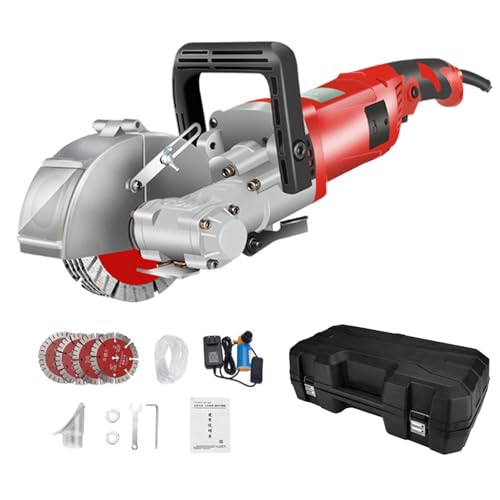 Eastnmythet Wall Groove Cutting Machine 4000W 7500rpm, Electric Concrete Saw for Plumber & Electricians, Wall Chaser Machine with 125mm Saw Blades,Red