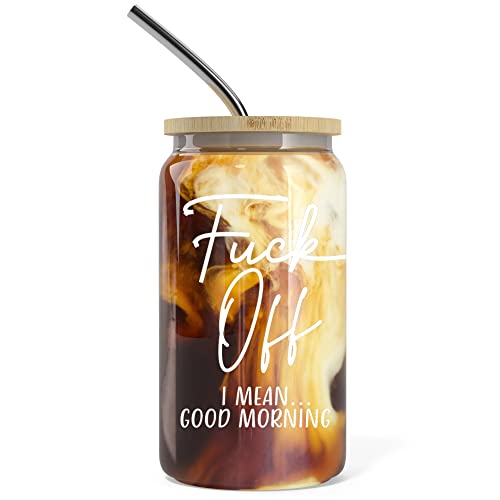 16 oz Iced Coffee Cup with Bamboo Lids and Straws