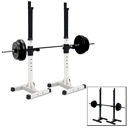 Cloud Mountain Pair of Dumbbell Rack Adjustable Standard Solid Sturdy Steel Squat Stands Barbell Bench Free Press Stands Portable Rack for Home Gym Exercise Fitness Workout Training, 400lbs Capacity, White
