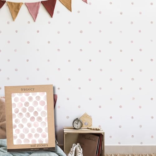 Pegatinas Pared Decorativas | Vinilo Adhesivo Pared Topos Acuarela | Efecto Papel Pintado | Cubre 3 m² | 100 piezas | TRESXICS (Rosa)
